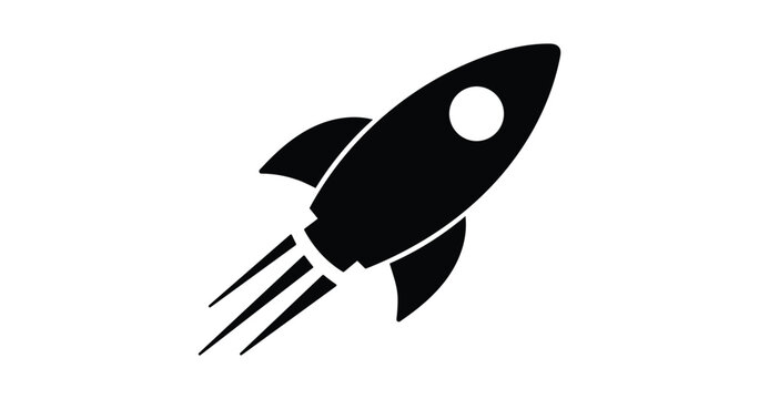 Black rocket launch icon illustration