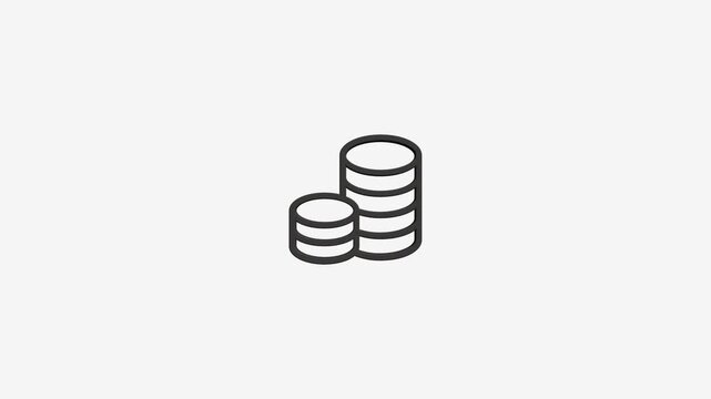Minimalist coin stack icon animation on neutral background representing finance savings and digital wealth.