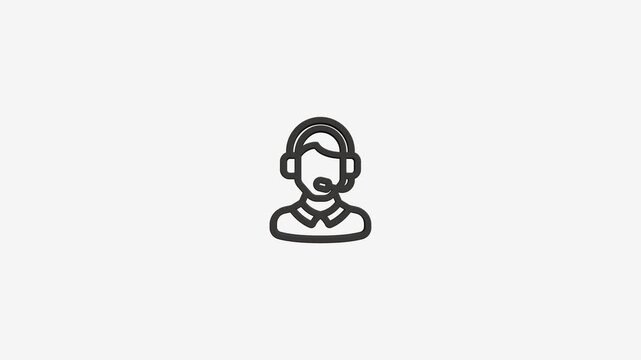 Customer service icon animated flat graphic with headset person for support help desk communication web interface loop.