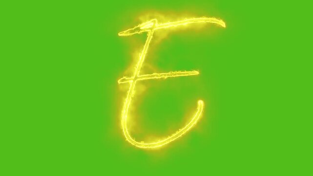 Glowing yellow gold Letter E Animation | Neon Alphabet Typography Motion Graphic