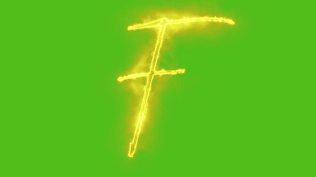 Glowing yellow gold Letter F Animation | Neon Alphabet Typography Motion Graphic