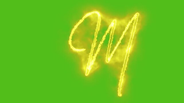 Glowing yellow gold Letter M Animation | Neon Alphabet Typography Motion Graphic
