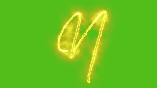 Glowing yellow gold Letter N Animation | Neon Alphabet Typography Motion Graphic