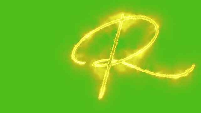 Glowing yellow gold Letter R Animation | Neon Alphabet Typography Motion Graphic