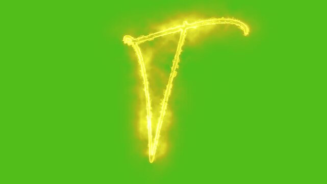 Glowing yellow gold Letter T Animation | Neon Alphabet Typography Motion Graphic