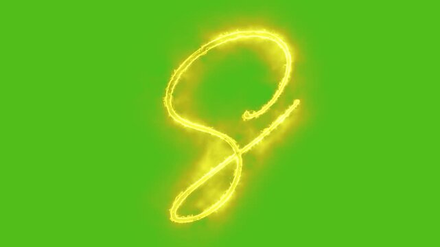 Glowing yellow gold Letter S Animation | Neon Alphabet Typography Motion Graphic