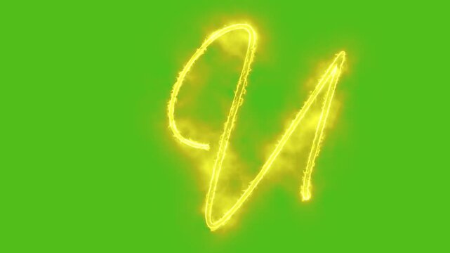 Glowing yellow gold Letter U Animation | Neon Alphabet Typography Motion Graphic
