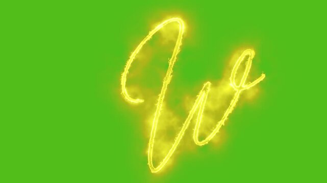 Glowing yellow gold Letter W Animation | Neon Alphabet Typography Motion Graphic