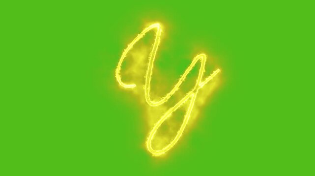 Glowing yellow gold Letter Y Animation | Neon Alphabet Typography Motion Graphic