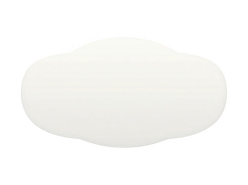 Una forma de nube blanca estilizada y minimalista con bordes suaves y redondeados, aislada sobre un fondo blanco puro, ideal para dise&ntilde;o gr&aacute;fico, iconos de interfaz de usuario o elementos decorativos.