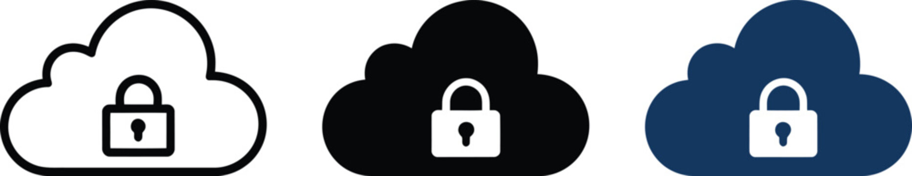 Cloud lock icons representing data security, storage privacy, network protection, secure storage