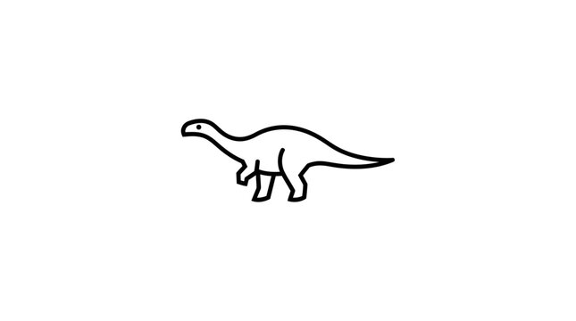Minimalist black outline dinosaur brachiosaurus logo icon