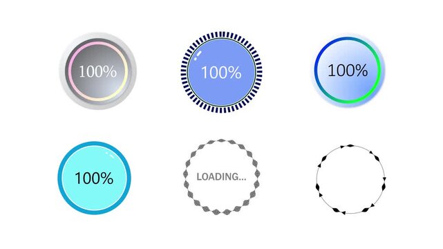 Set of Minimal Circle Loading Progress Bar Icon Animation with Smooth Waiting Indicator Loop, HD Stock Video