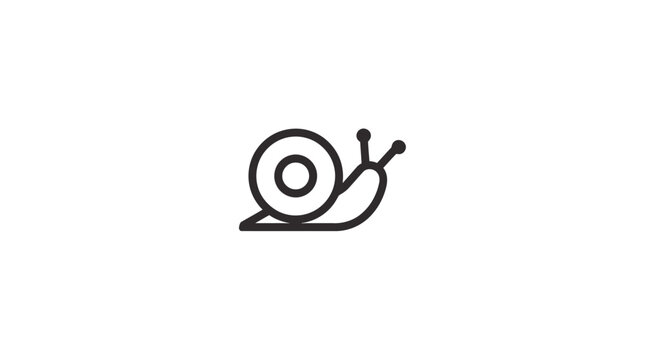 Minimalist black snail shell line art icon.