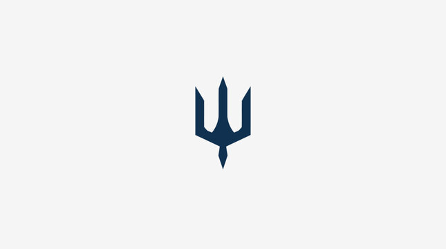 Navy blue trident spear logo icon