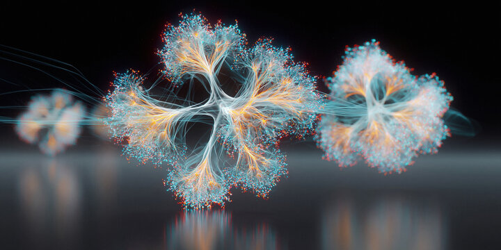 Blue orange fractal data cluster neural network visualization