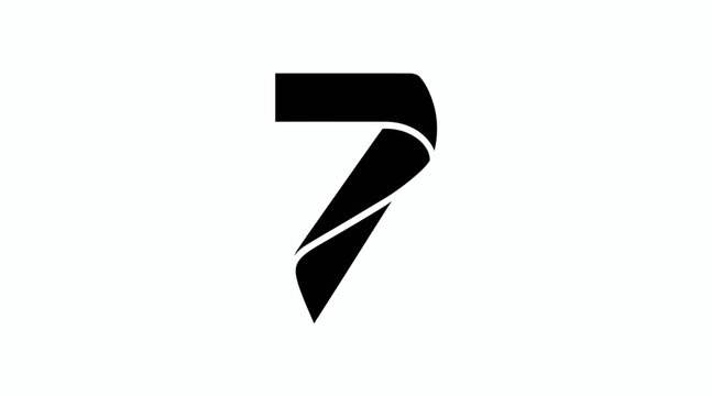 Abstract number 7 ribbon fold logo