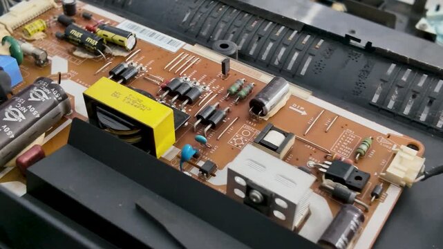 Internal electronic circuit board and wiring of a television repair