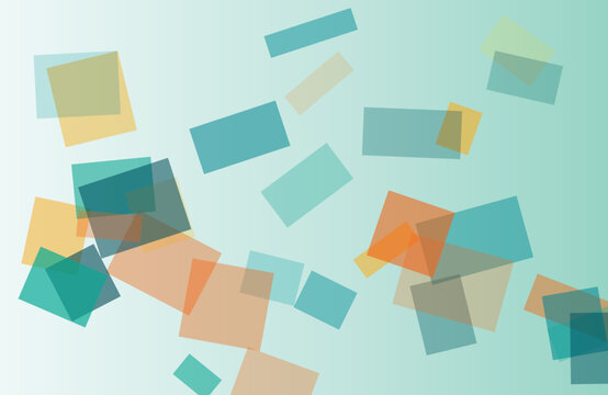 Abstract background featuring scattered colorful rectangles with soft transparency for creative presentations.