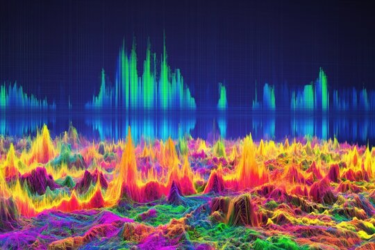 Colorful 3D sound wave terrain topographic data visualization