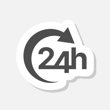 24 hours order execution or delivery sign icon sticker isolated on gray background
