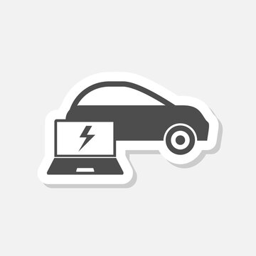 Car Electrical Computer Diagnostics sign icon sticker isolated on gray background