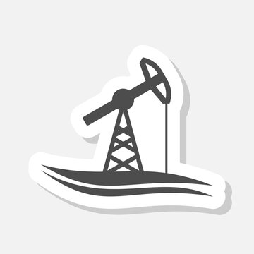  Oil Pump Derrick sign icon sticker isolated on gray background