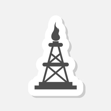 Oil rig simple sign icon sticker isolated on gray background