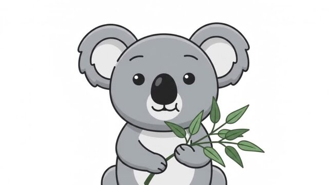 Minimalist Cute Koala Eating Eucalyptus Micro Motion Graphics