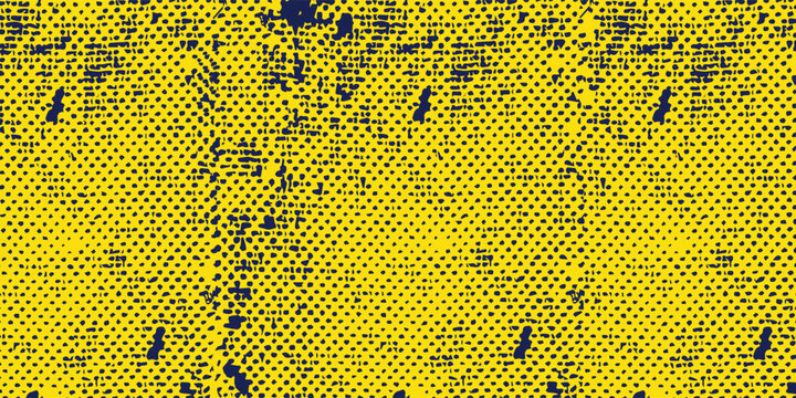 Abstract grunge halftone background with yellow and dark blue gradient dot pattern , style, abstract. EPS 10