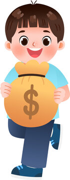 Gitl with bag of money illustration