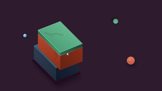 Isometric graphic animation showing geological layers splitting and shifting