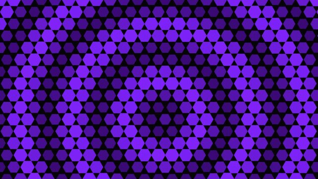 Abstract purple hexagon pattern with pulsing concentric ring movement for background.