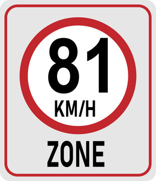 81 km h speed limit zone. Vector illustration
