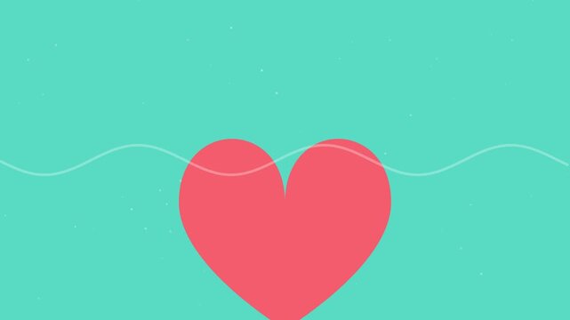 Heart shape graphic animation with gentle wave motion on soft teal background design.