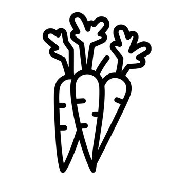 Bundle of Carrots with Leafy Tops Black and White Vector Silhouette Icon