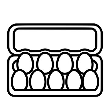 Dozen Eggs in Open Carton Black and White Vector Silhouette Icon