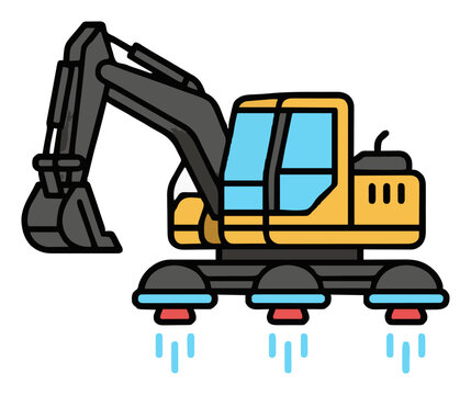 Futuristic Hover Excavator Heavy Machinery Vector Cl.... Generative AI