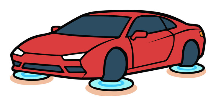 Modern Sports Coupe Hover Car Vector Clipart Illustr.... Generative AI