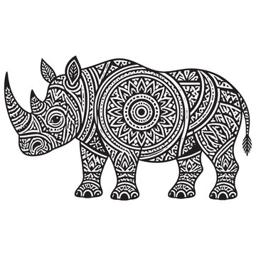 Mandala rhinoceros vector illustration in zentangle tribal style