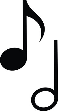 Musical note icons set featuring a solid eighth note with flag alongside an open half note