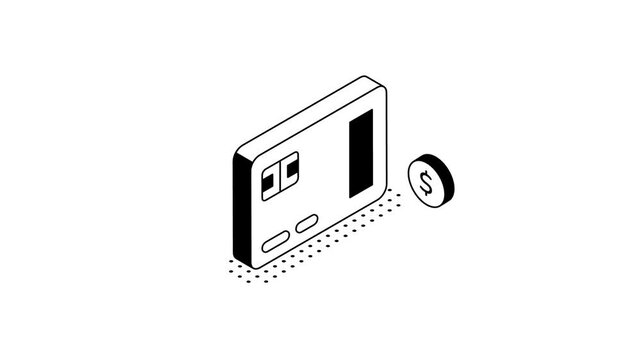 Isometric Credit Card and Money Coin Payment Motion Graphics Animation Loop