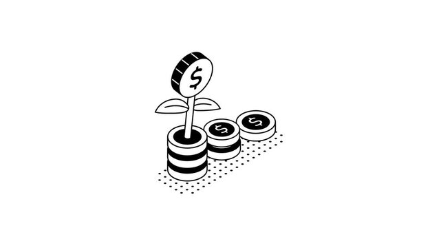 Isometric Mutual Fund Investment Growth Animation Motion Graphics Footage