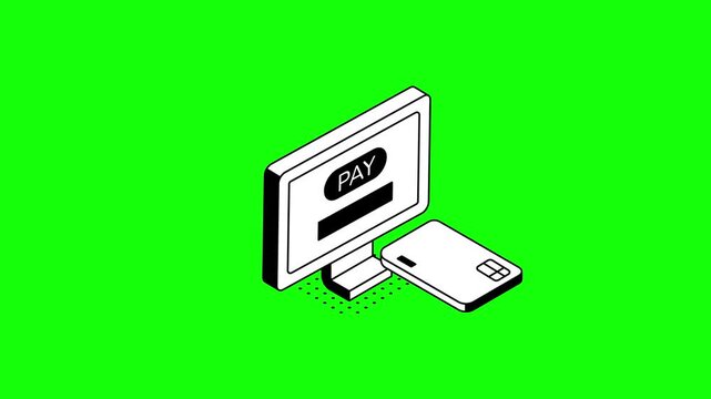 Isometric Online Payment Animation Motion Graphics Footage with Credit Card