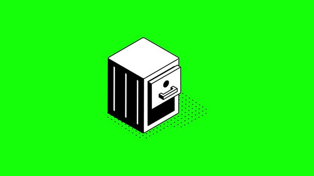 Isometric Safe Deposit Cabinet Motion Graphics Animation Background Loop Video