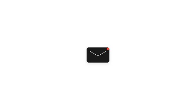 Black digital mail envelope icon featuring a red unread notification alert for email communication interface