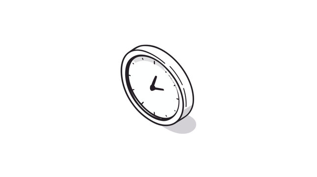Isometric wall clock icon showing three o'clock
