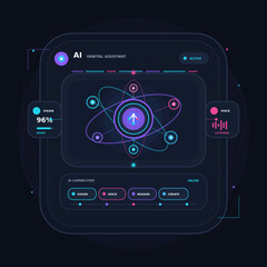 Fototapeta premium Futuristic AI Orbital Assistant Dashboard Interface