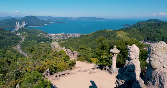 Statues Overlooking the Seto Inland Sea from Mount Shirataki, Japan