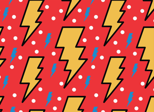 Lightning Bolt Pattern for Fabric, Wallpaper, Textiles, Packaging and Energetic Graphic Design